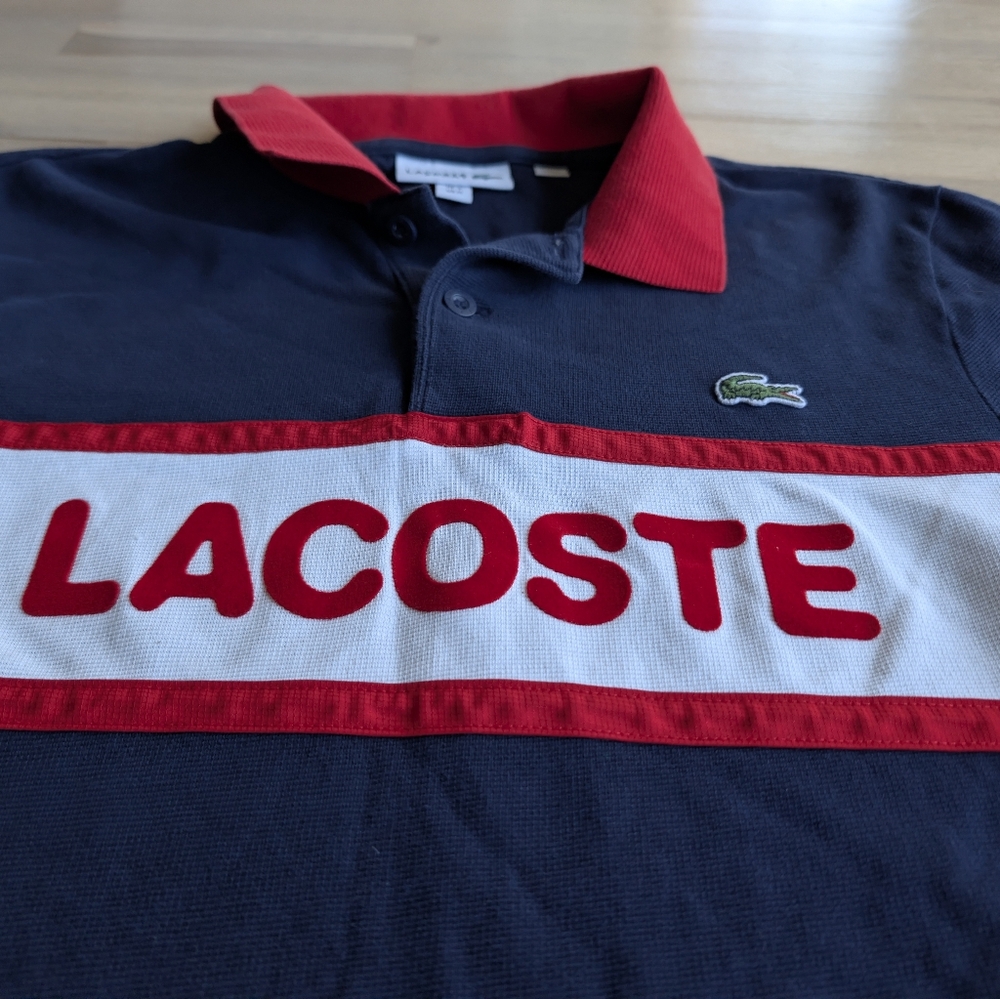 LACOSTE Vintage, Retro Color Block Polo Shirt‎ Men's Medium Rare - Picture 7 of 12